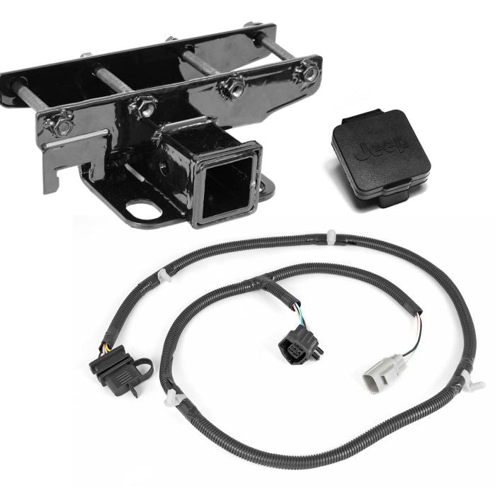 Rugged Ridge Receiver Hitch Kit Jeep Logo 07-18 Jeep Wrangler-Hitch Accessories-Rugged Ridge-RUG11580.52-SMINKpower Performance Parts