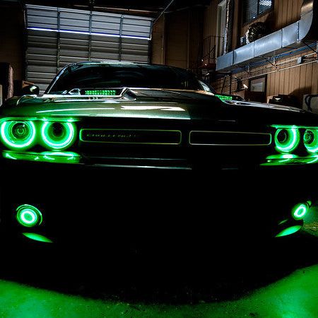 Oracle 15-21 Dodge Challenger Waterproof LED Fog Light Halo Kit - ColorSHIFT SEE WARRANTY-tuningsupply.com