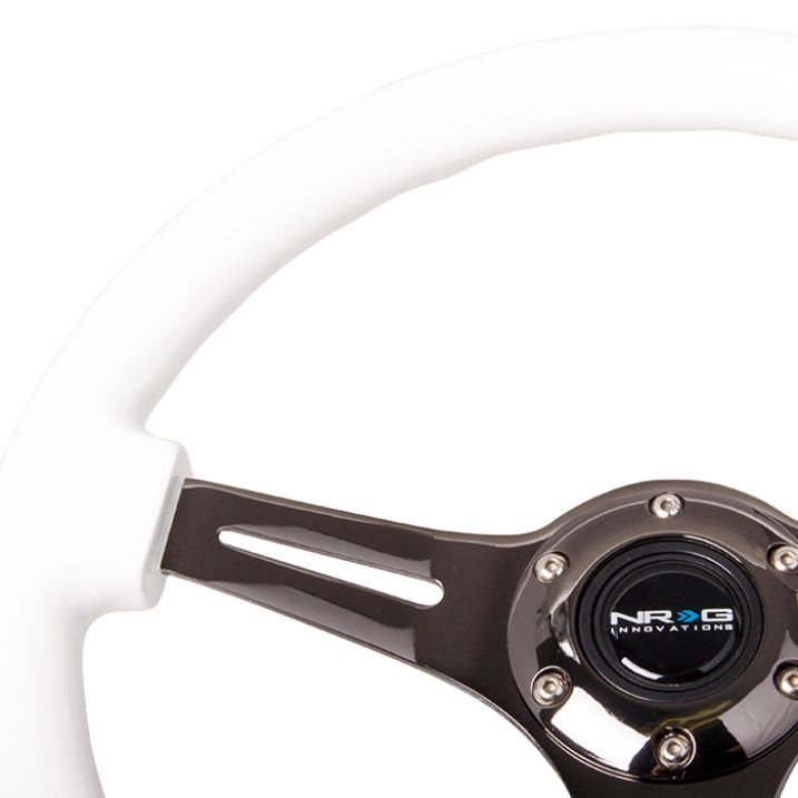 NRG Classic Wood Grain Steering Wheel (350mm) White Paint Grip w/Black 3-Spoke Center-tuningsupply.com