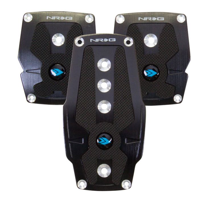 NRG Brushed Aluminum Sport Pedal M/T - Black w/Black Rubber Inserts-tuningsupply.com