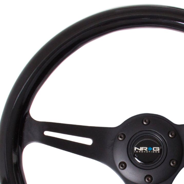 NRG Classic Wood Grain Steering Wheel (350mm) Black Paint Grip w/Black 3-Spoke Center-tuningsupply.com