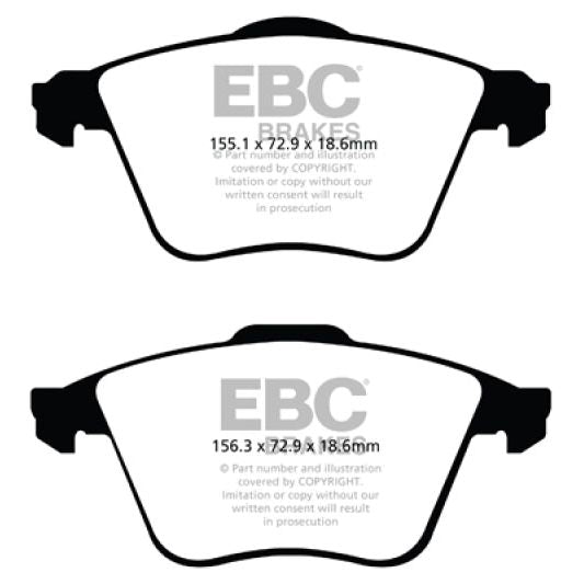 EBC 07-13 Mazda 3 2.3 Turbo Greenstuff Front Brake Pads-tuningsupply.com