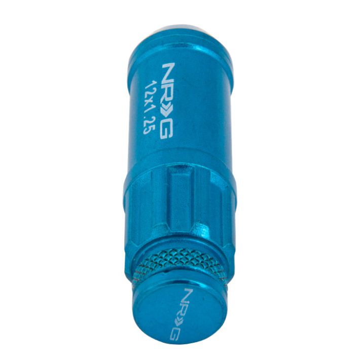 NRG 700 Series M12 X 1.25 Steel Lug Nut w/Dust Cap Cover Set 21 Pc w/Locks & Lock Socket - Blue-tuningsupply.com