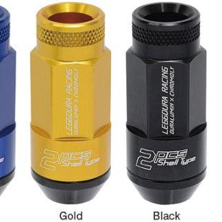 Project Kics Leggdura Racing Shell Type Lug Nut 53mm Open-End Look 16 Pcs + 4 Locks 12X1.25 Black-tuningsupply.com