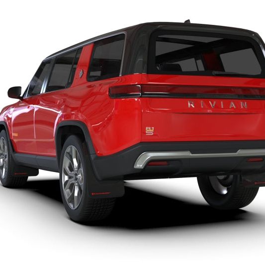 Rally Armor 2022+ Rivian R1S Black UR Mud Flap w/ Metallic Black Logo-Mud Flaps-Rally Armor-RALMF108-UR-BLK-MBK-SMINKpower Performance Parts