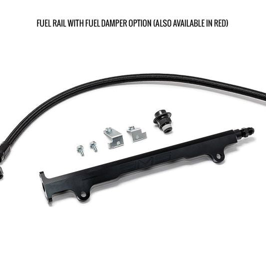 AMS Performance 08-15 Mitsubishi EVO X CNC Machined Aluminum Fuel Rail w/Pulsation Dampener - Black-tuningsupply.com