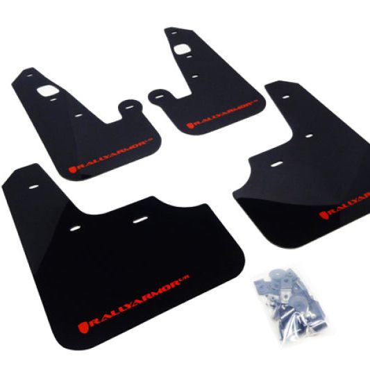 Rally Armor 07-17 Mitsubishi Lancer Black UR Mud Flap w/ Red Logo-Mud Flaps-Rally Armor-RALMF8-UR-BLK/RD-SMINKpower Performance Parts