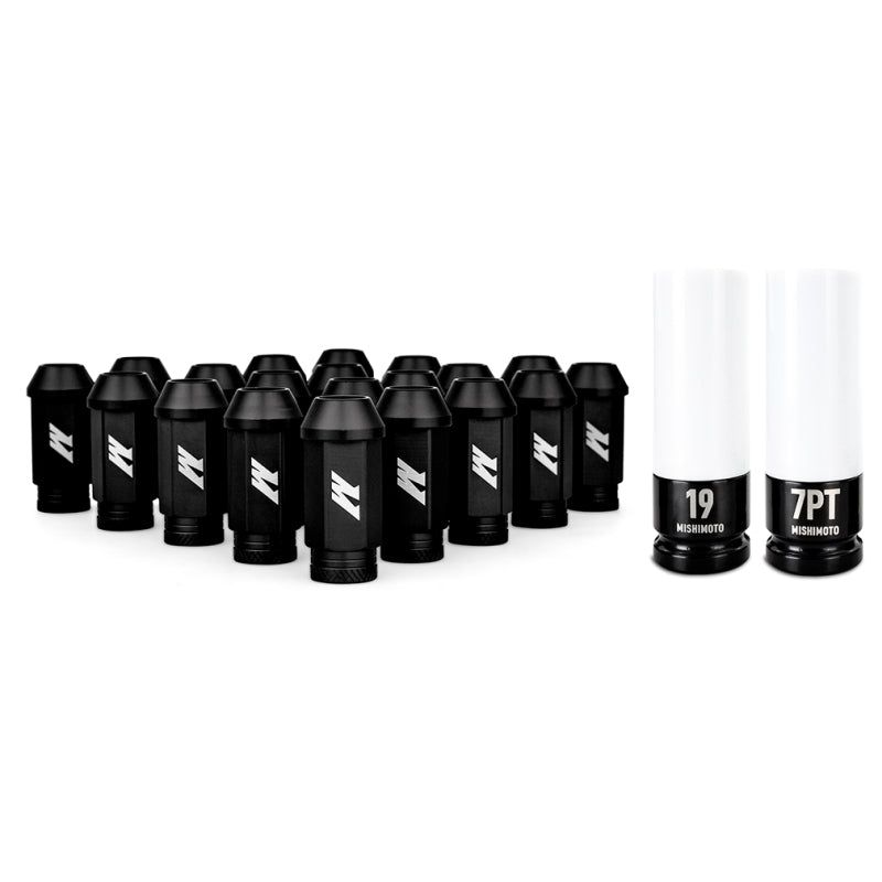 Mishimoto Aluminum Locking Lug Nuts M12x1.5 20pc Set Black - SMINKpower Performance Parts MISMMLG-15-20LBK Mishimoto