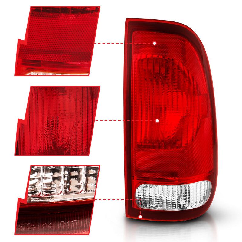 ANZO 1997-2003 Ford F-150 Taillight Red/Clear Lens (OE Replacement)-tuningsupply.com