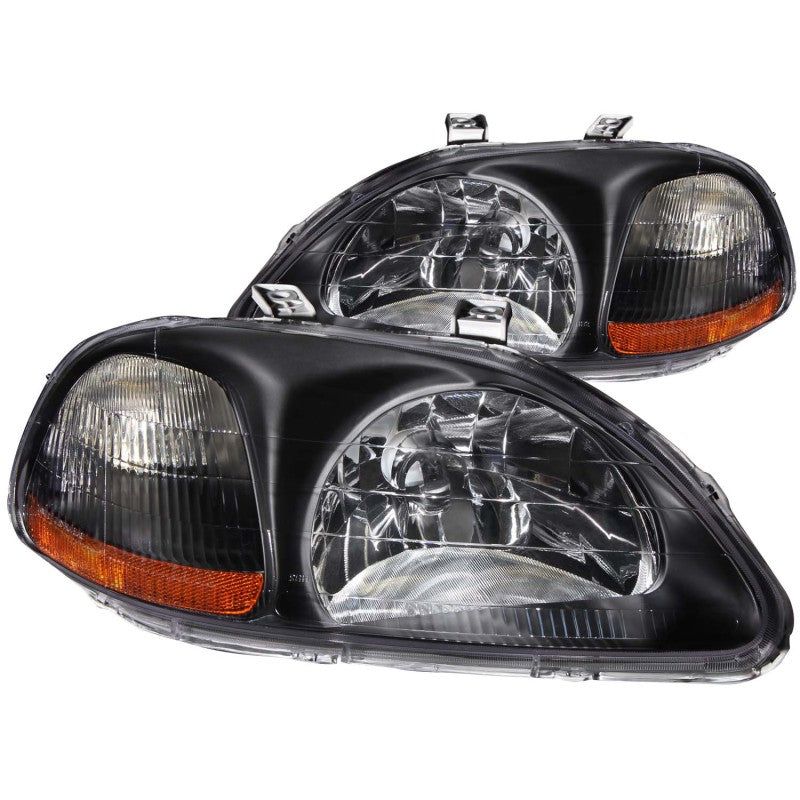 ANZO 1996-1998 Honda Civic Crystal Headlights Black-tuningsupply.com