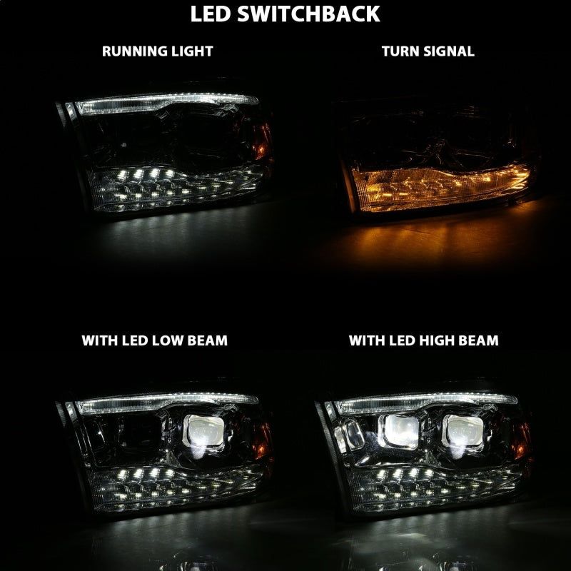 ANZO 2009-2018 Dodge Ram 1500 Led Projector Plank Style Switchback H.L Halo Chrome Amber (OE Style)-tuningsupply.com