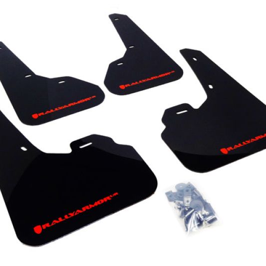 Rally Armor 10-13 Mazda3/Speed3 (Hatch/Sedan) Black UR Mud Flap w/Red Logo-tuningsupply.com