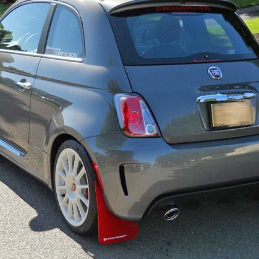 Rally Armor 12-18 Fiat 500 Red Mud Flap w/White Logo-tuningsupply.com