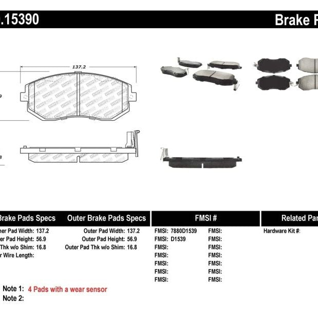 StopTech Performance 13 Scion FR-S / 13 Subaru BRZ Front Brake Pads-Brake Pads - Performance-Stoptech-STO309.15390-SMINKpower Performance Parts