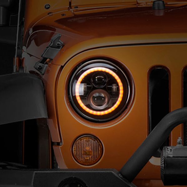 Raxiom 97-18 Jeep Wrangler TJ/JK Axial Halo Headlights w/ DRL Amber Signals- Blk Hsng (Clear Lens) - SMINKpower Performance Parts RAXJ108037 Raxiom