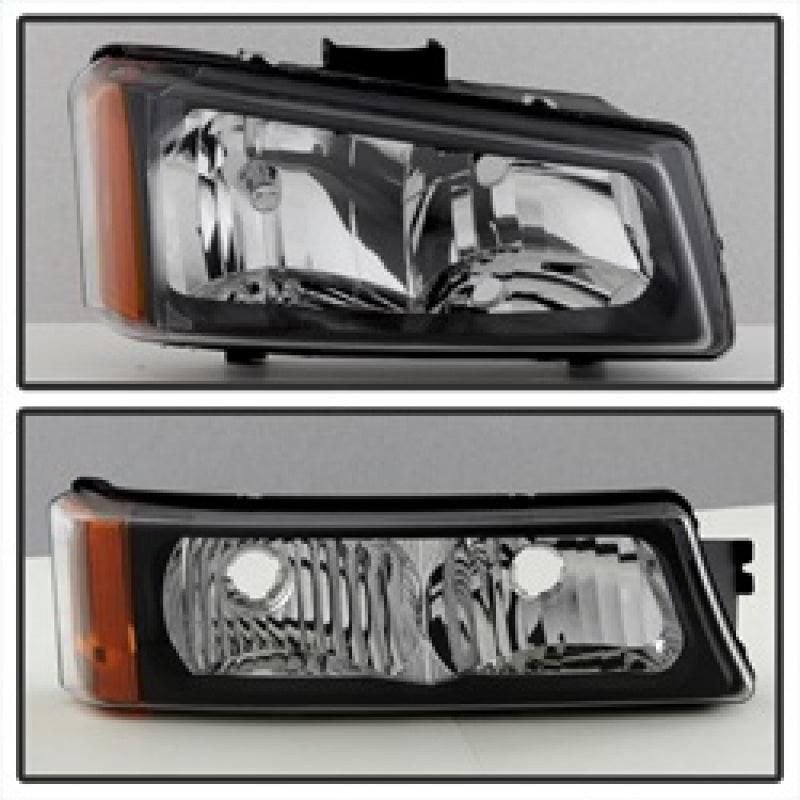 Xtune Chevy Silverado 2500HD 03-06 Crystal Headlights w/ Bumper Lights Black HD-JH-CSIL03-AM-BK-SET - SMINKpower Performance Parts SPY5069801 SPYDER