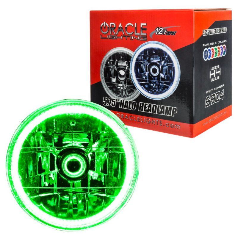 Oracle Pre-Installed Lights 5.75 IN. Sealed Beam - Green Halo SEE WARRANTY-tuningsupply.com