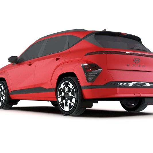 Rally Armor 2024 Hyundai Kona EV Black UR Mud Flap w/ Grey Logo-Mud Flaps-Rally Armor-RALMF113-UR-BLK-GRY-SMINKpower Performance Parts