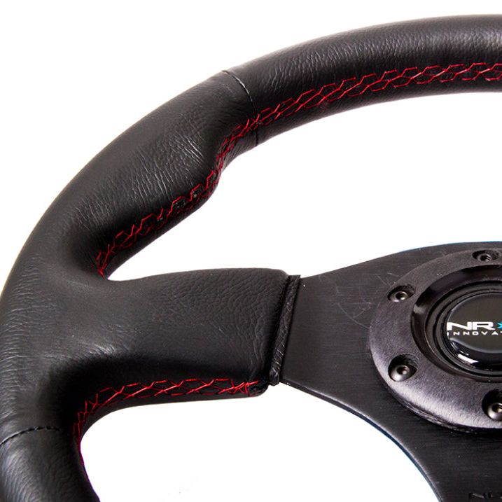 NRG Reinforced Steering Wheel (320mm) Leather w/Red Stitch-tuningsupply.com