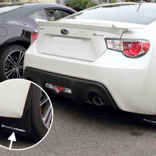 Rally Armor 13-17 Subaru BRZ/Toyota FR-S Black UR Mud Flap w/White Logo-tuningsupply.com