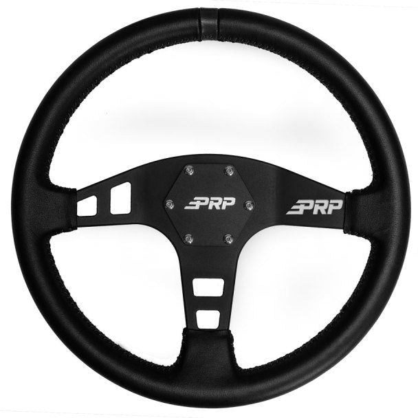 PRP Flat Leather Steering Wheel- Black-tuningsupply.com