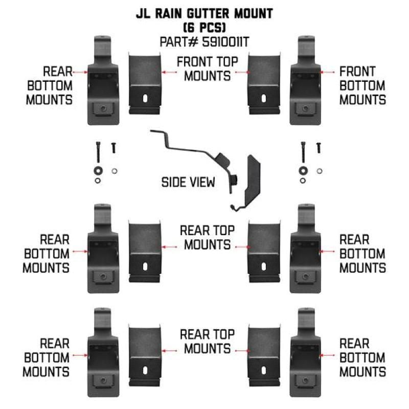 Go Rhino 6pc Rain Gutter Mounting Kit for SRM Rack-tuningsupply.com