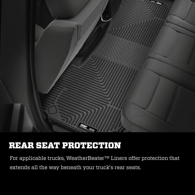 Husky Liners 2019 Ram 1500 CC WeatherBeater 2nd Seat Floor Liners Black (W/O Factory Storage Box)-tuningsupply.com