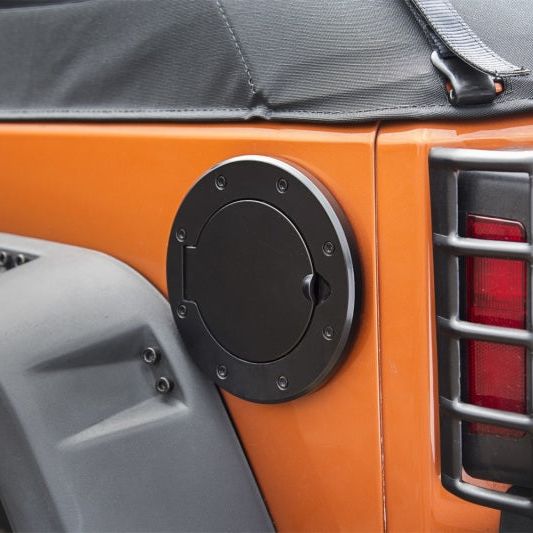 Rugged Ridge Non-Locking Gas Cap Door Black 07-18 Jeep Wrangler - SMINKpower Performance Parts RUG11425.05 Rugged Ridge