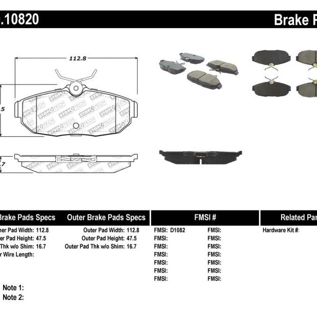 StopTech Performance 05-09 Ford Mustang Cobra/Mach 1 V6/GT / 10 Shelby/Shelby GT Rear Brake Pads-Brake Pads - Performance-Stoptech-STO309.10820-SMINKpower Performance Parts