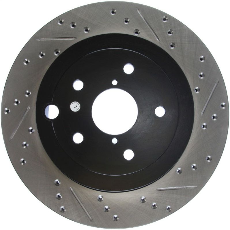 StopTech 08+ Subaru STI (Will Not Fit 05-07) Slotted & Drilled Sport Brake Rotor-Brake Rotors - Slot & Drilled-Stoptech-STO127.47030L-SMINKpower Performance Parts