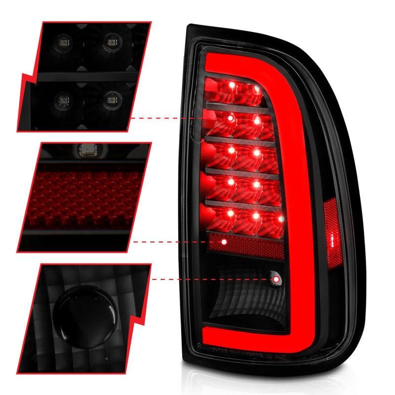 ANZO 00-06 Toyota Tundra (Std. Bed/Reg Cab) LED Taillights w/Light Bar Black Housing Smoke Lens-tuningsupply.com