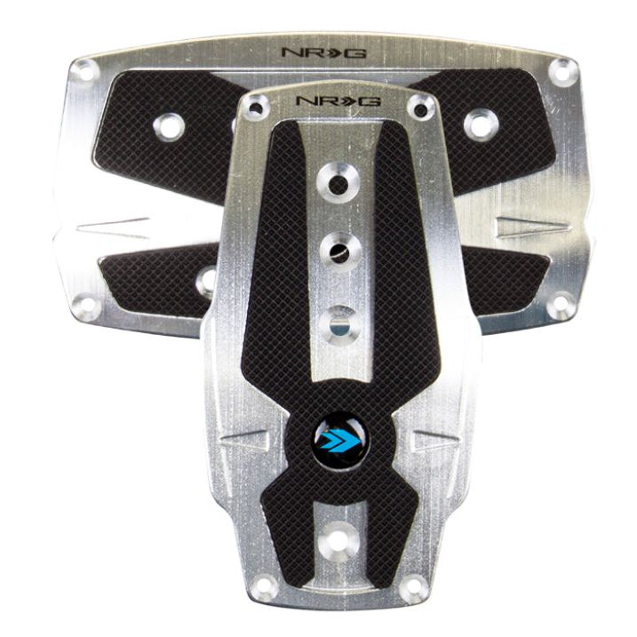 NRG Brushed Aluminum Sport Pedal A/T - Silver w/Black Rubber Inserts-tuningsupply.com