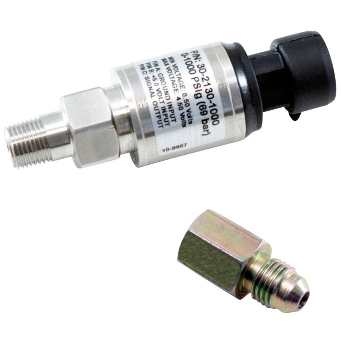 AEM 1000 PSIg Stainless Sensor Kit - 1/8in NPT Male Thread to -4 Adapter-tuningsupply.com