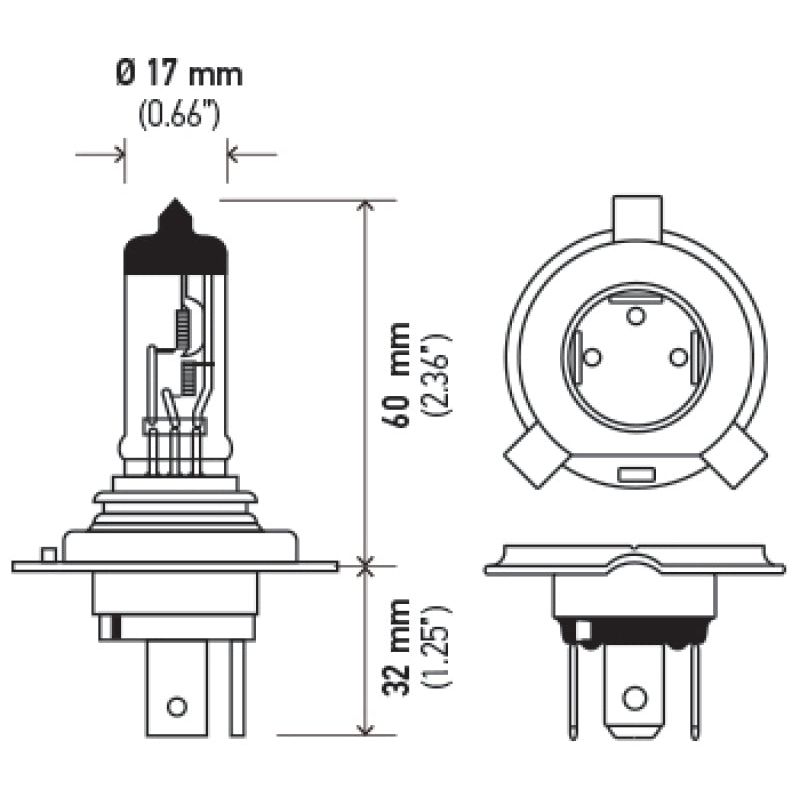 Hella Halogen H4 12V 60/55W Bulb-tuningsupply.com