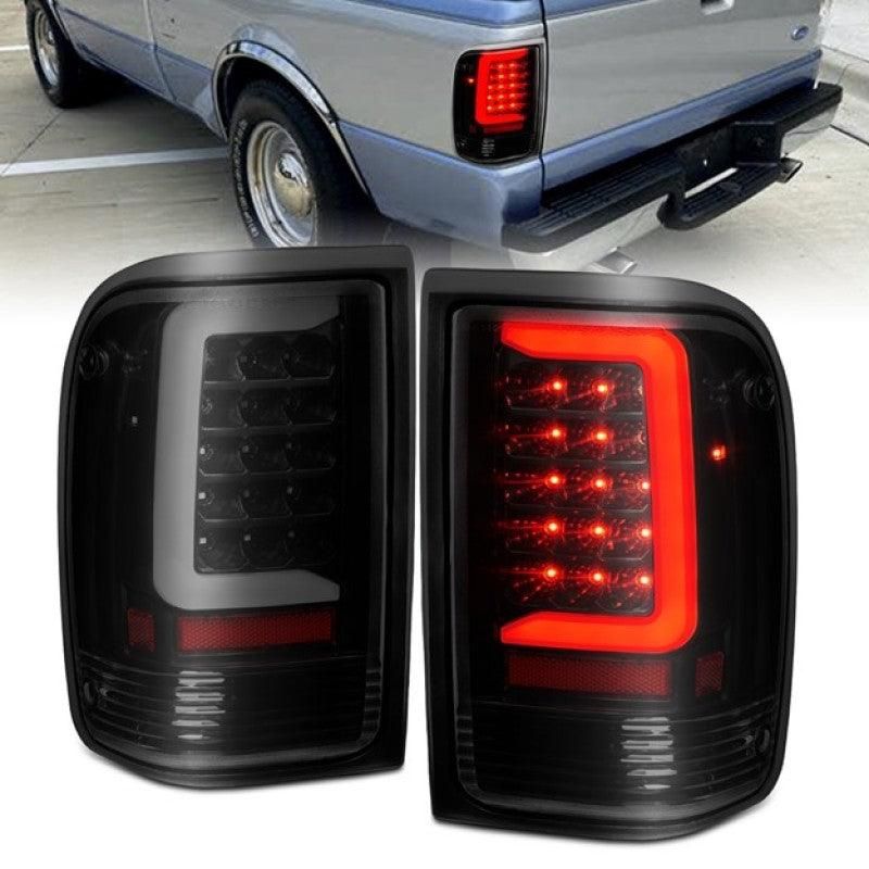 ANZO 1993-1997 Ford  Ranger LED Tail Lights w/ Light Bar Black Housing Smoked Lens-tuningsupply.com