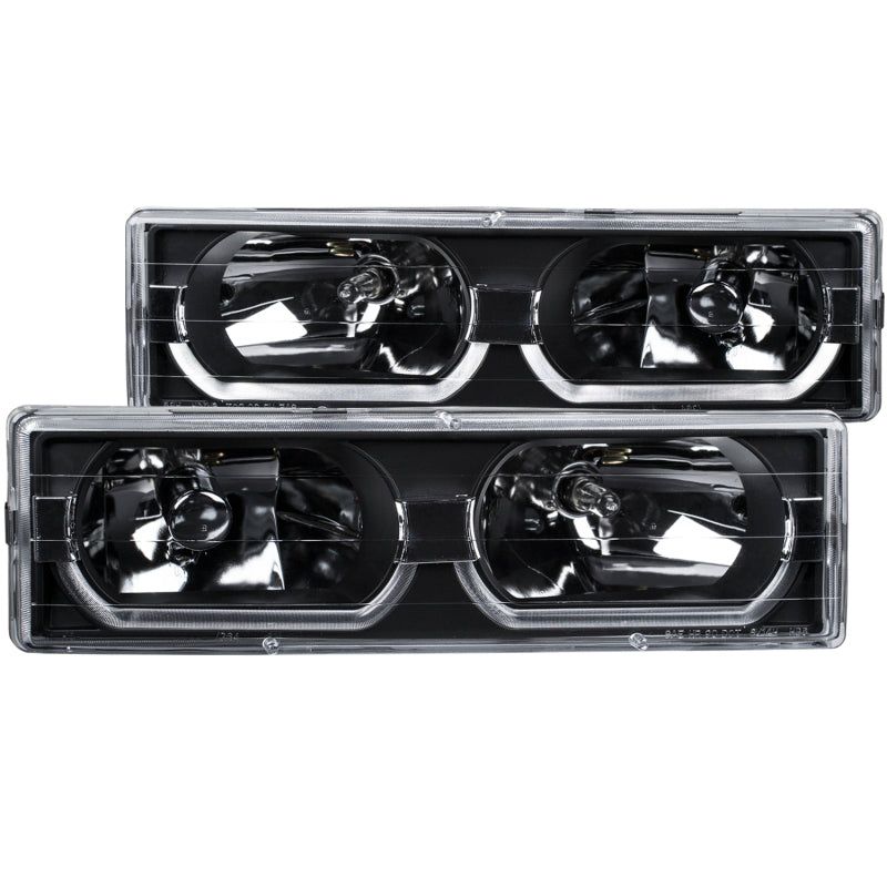 ANZO 1988-1998 Chevrolet C1500 Crystal Headlights Black w/ Low - Brow-tuningsupply.com