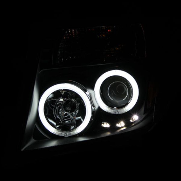 ANZO 2005-2008 Nissan Frontier Projector Headlights w/ Halo Black-tuningsupply.com