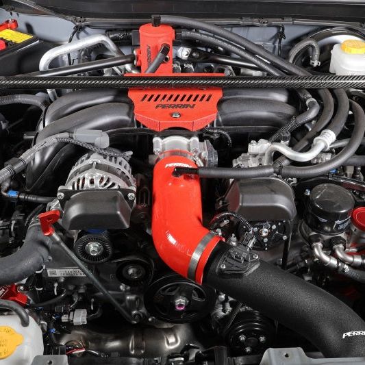 Perrin 22-23 Subaru BRZ/Toyota GR86 Silicone Inlet Hose (3in. ID / SS Wire) - Red-tuningsupply.com