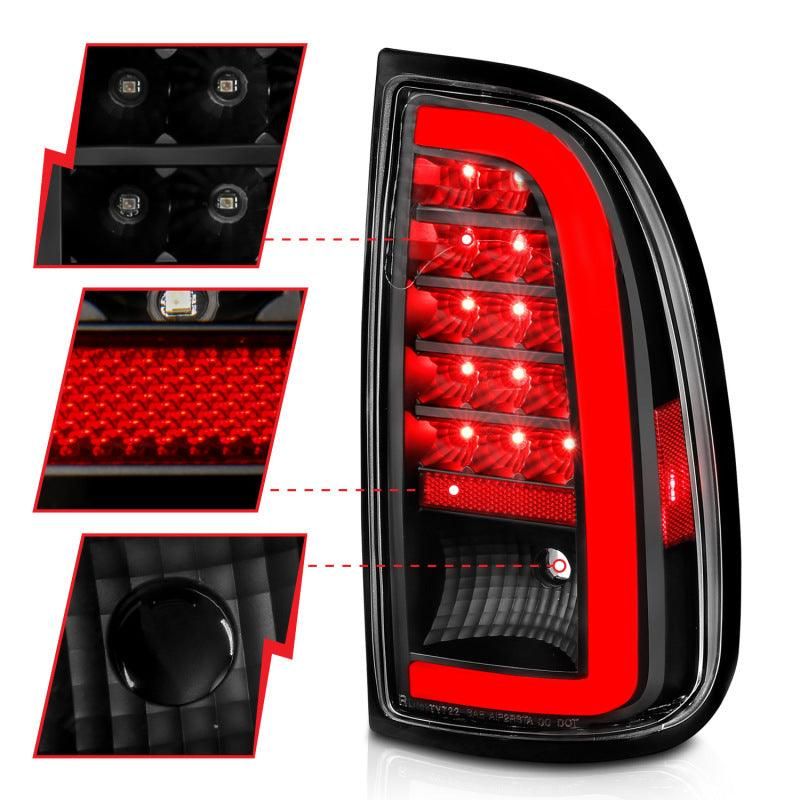 ANZO 00-06 Toyota Tundra LED Taillights w/ Light Bar Black Housing Clear Lens-tuningsupply.com