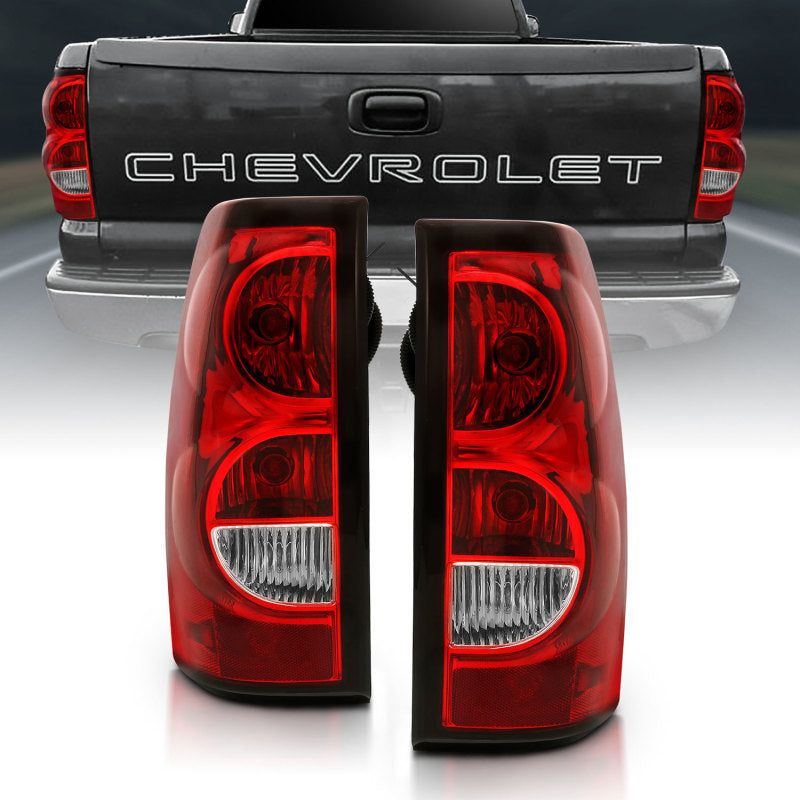 ANZO 2004-2007 Chevy Silverado Taillight Red/Clear Lens w/Black Trim (OE Replacement)-tuningsupply.com