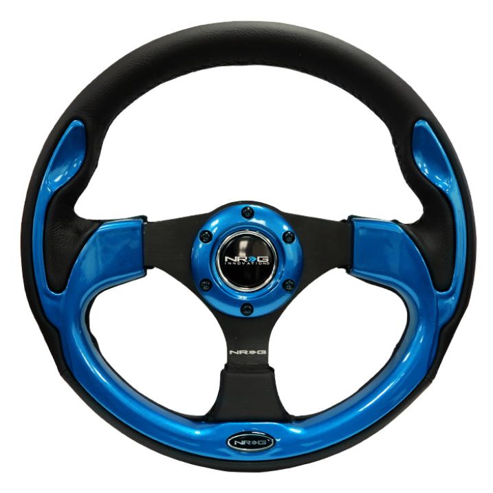 NRG Reinforced Steering Wheel (320mm) Blk w/Blue Trim-Steering Wheels-NRG-NRGRST-001BL-SMINKpower Performance Parts