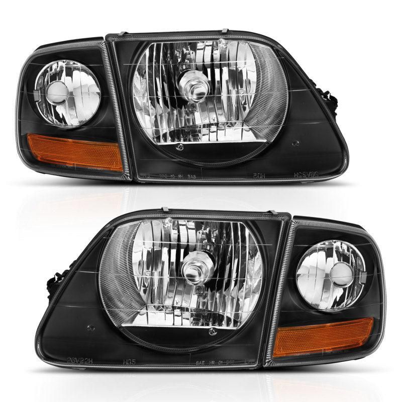 ANZO 1997-2003 Ford F150 Crystal Headlight Black w/ Parking Light-tuningsupply.com