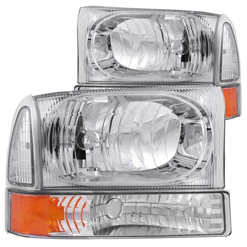 ANZO 2000-2004 Ford Excursion Crystal Headlights Chrome w/ Corner Lights 2pc-tuningsupply.com