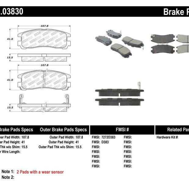 StopTech Performance 4/89-99 Mitsubishi Eclipse GST Rear Brake Pads-Brake Pads - Performance-Stoptech-STO309.03830-SMINKpower Performance Parts