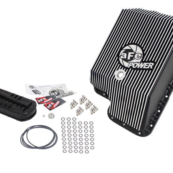 afe Transmission Pan (Black); Ford Diesel Trucks 03-10 V8-6.0/6.4L (td)-tuningsupply.com