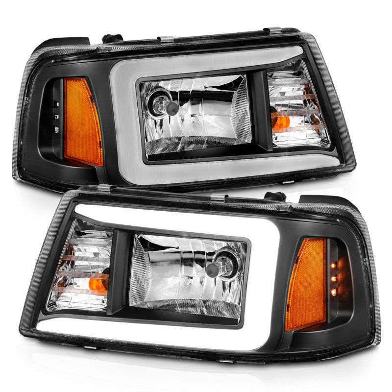 ANZO 2001-2011 Ford Ranger Crystal Headlights w/ Light Bar Black Housing-tuningsupply.com