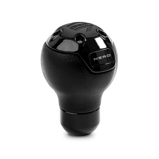 Momo Nero Shift Knob - Tall Black Leather, Black Chrome Insert - SMINKpower Performance Parts MOMNERBK1 MOMO