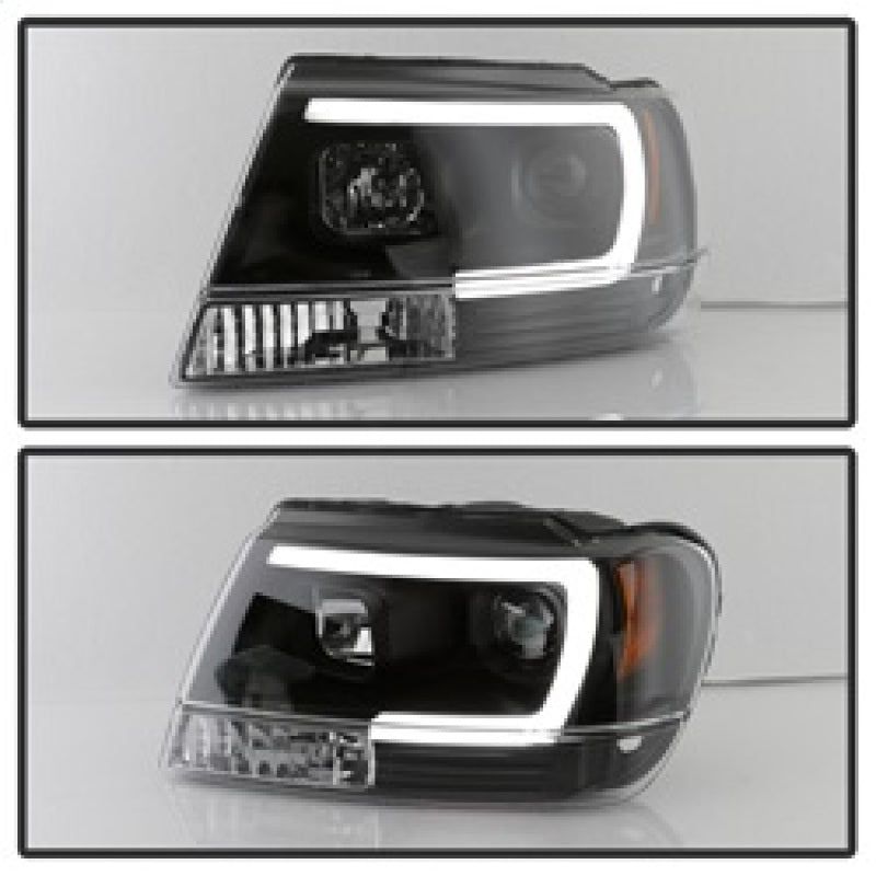 Spyder 99-04 Jeep Grand Cherokee Projector Headlights - Light Bar DRL LED - Black-Headlights-SPYDER-SPY5085221-SMINKpower Performance Parts