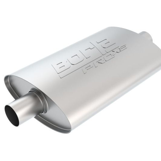 Borla Pro-XS 2inch, 2inch, 14inch x 9-1/2inch x 4inch Oval Cen/Cen w/o Notch Turbo Muffler-tuningsupply.com