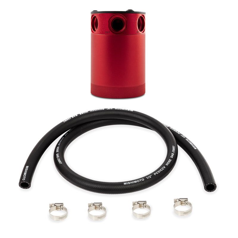 Mishimoto Compact Baffled Oil Catch Can 3-Port - Red-tuningsupply.com